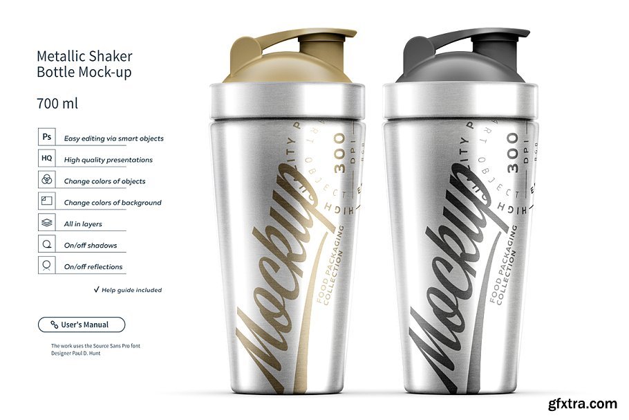 Download CreativeMarket - Two Metallic Shaker Bottle Mock-up ...