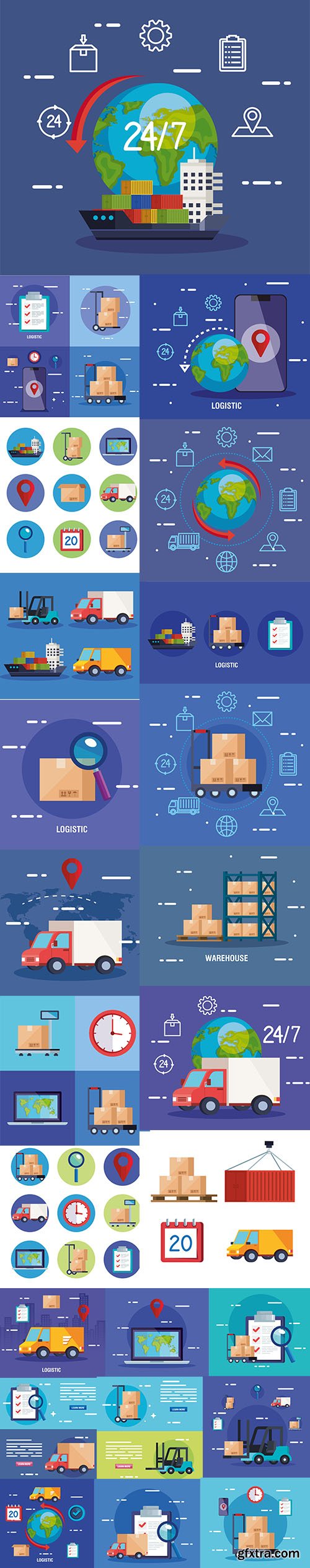 Collection of Delivery Logistic Service Illustration