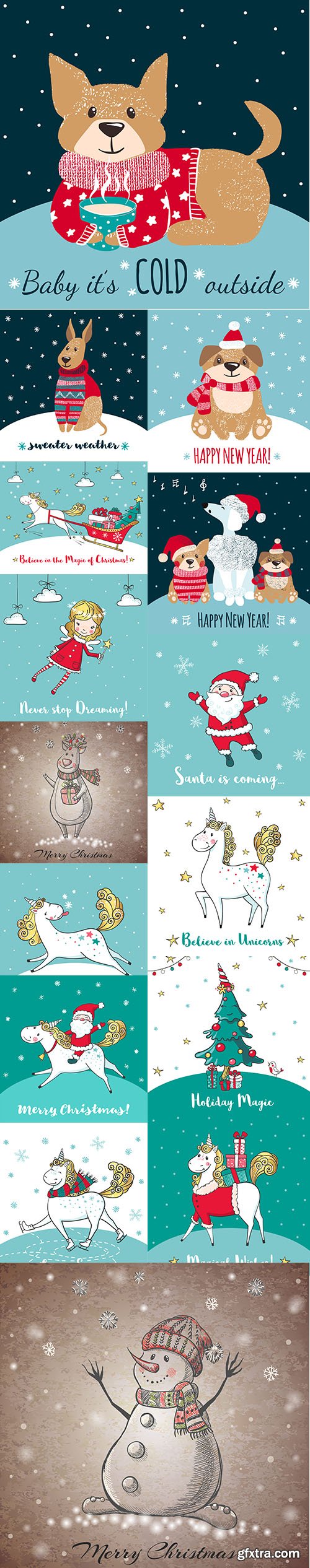 Christmas Greeting Card with Cute Personage