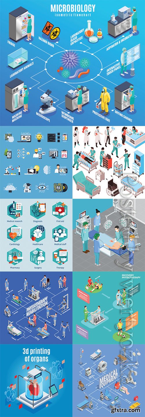 Isometric Hospital Workers Set