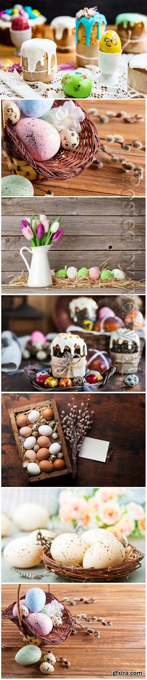 Happy Easter stock photo, Easter eggs, spring flowers # 9