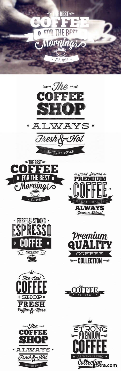 Super Premium Typography Set - Coffee typographic elements - Stock Vector