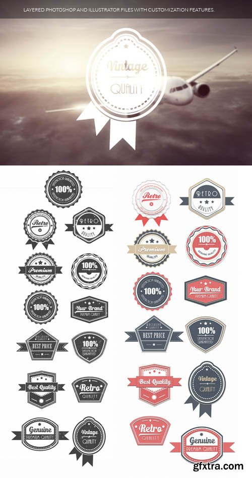 Superpremium badges bundle - Sales - Retro #5 - Stock Vector