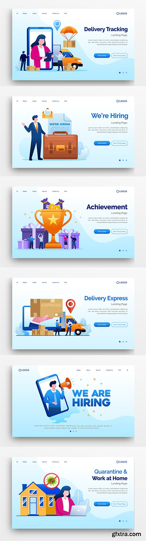 Illustration of landing page illustration website flat
