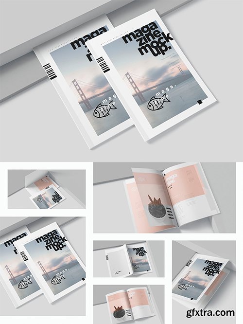 A4 Magazine Cover & Page Spread Mockups