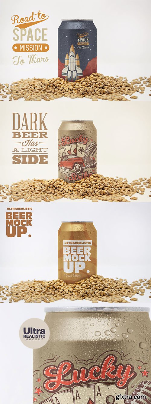 Front 12oz Malt Beer Can Mockup