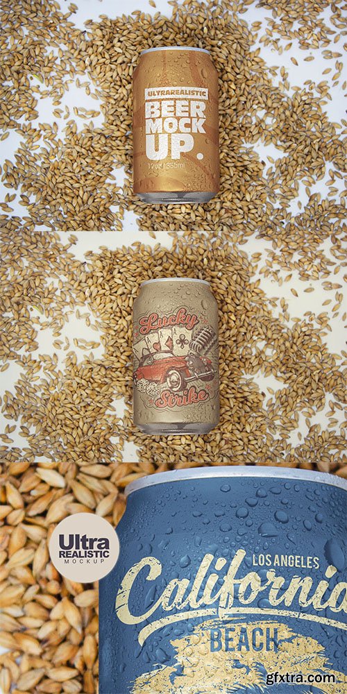 12oz Malt Beer Can Mockup