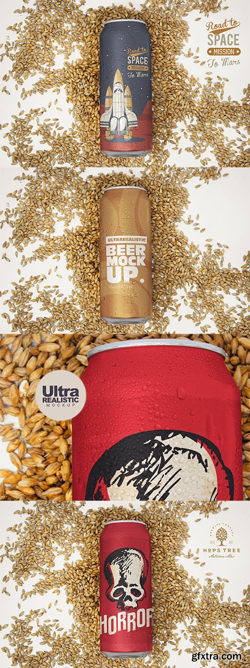 16oz Malt Beer Can Mockup