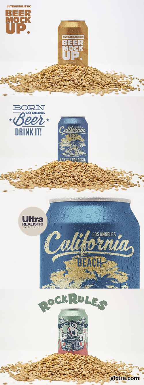 Front Malt Beer Can Mockup