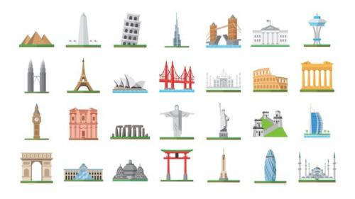 Videohive - 100 World Landmarks Icons