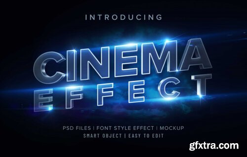 3d cinema font style effect template Premium Psd