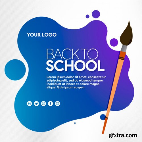 Banner social media back to school with brush Premium Psd