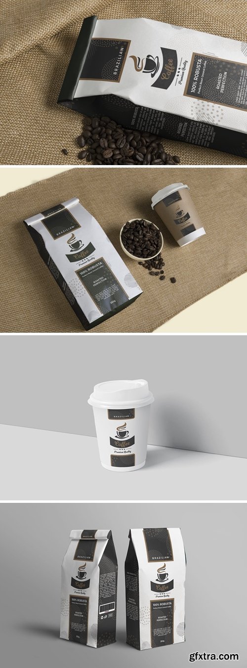 Premium Coffee Packaging and Cup Label Template