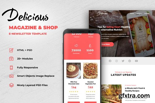 GraphicRiver - Delicious v1.0 - Magazine & Shop HTML Email Template - 26127815