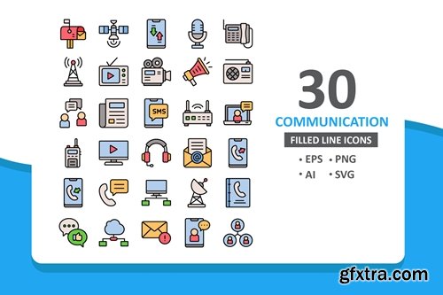 30 Communication Icons - Filled Line