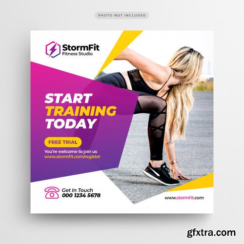 Fitness gym social media post or square flyer template Premium Psd