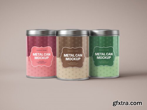 Glossy metal tin can box mockup Premium Psd