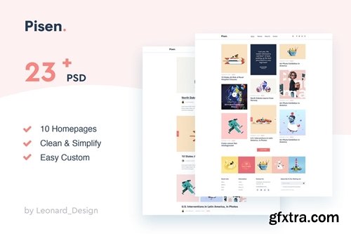 Pisen | Minimalist Blog PSD Template