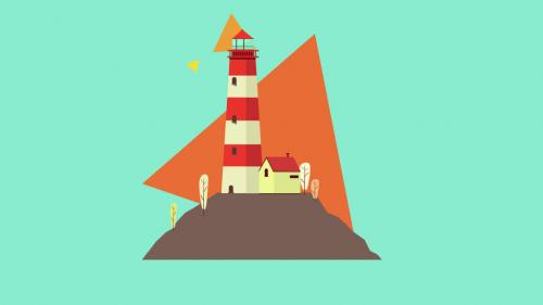 Colorful vector Lighthouse loop animation - 12176182