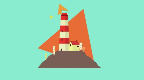 Colorful vector Lighthouse loop animation - 12176182
