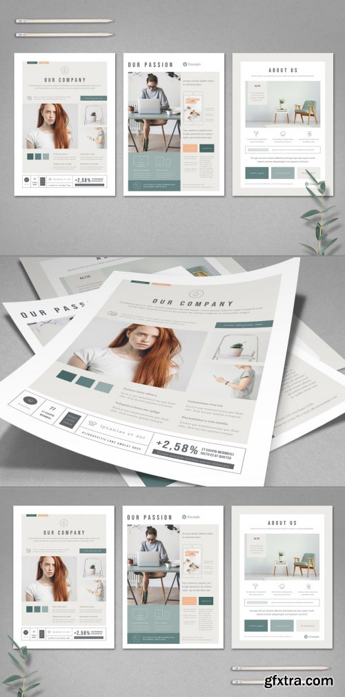 Mint and White Flyer Layout with Pale Peach Accents 326089165