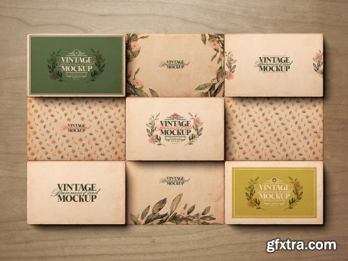 9 Vintage Business Cards Mockup 326134756