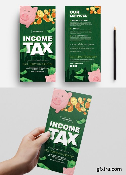 Income Tax Service Flyer with Piggy Bank Illustrations 326497091