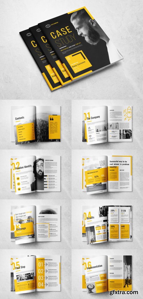 Case Study Layout with Yellow Accents 326736727