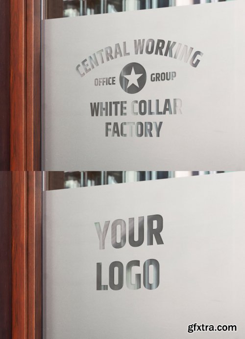 Window Mockup Wall Mount Sign Vinyl Logo 326763309