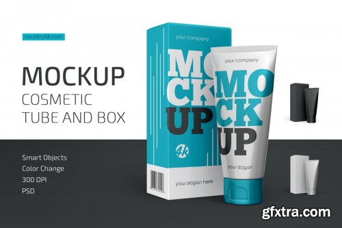 CreativeMarket - Cosmetic Tube and Box Mockup 4463940