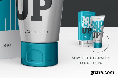 CreativeMarket - Cosmetic Tube and Box Mockup 4463940