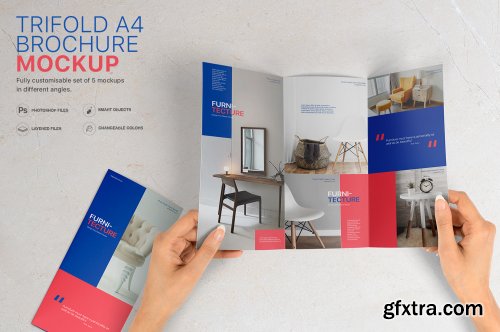 Trifold A4 Brochure Mockup - Set of 5