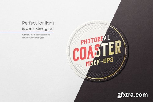 CreativeMarket - Photoreal Coaster Mockup Bundle Logo 2444640