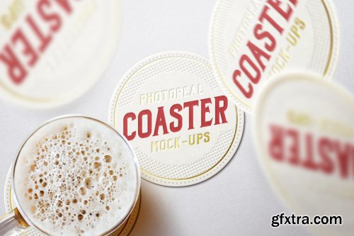 CreativeMarket - Photoreal Coaster Mockup Bundle Logo 2444640