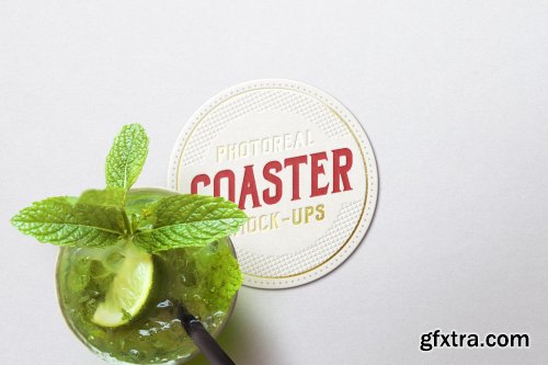 CreativeMarket - Photoreal Coaster Mockup Bundle Logo 2444640