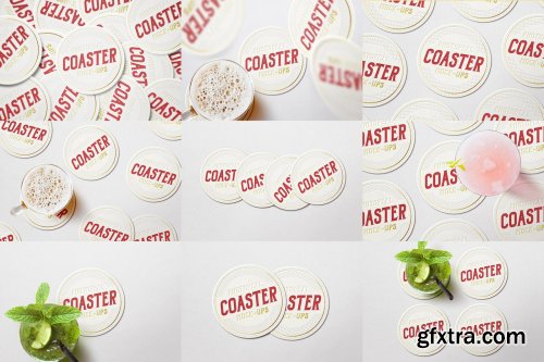 CreativeMarket - Photoreal Coaster Mockup Bundle Logo 2444640