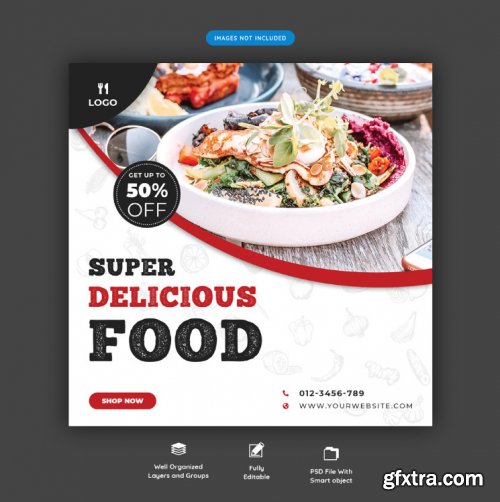 Food menu and restaurant social media banner template vol.3