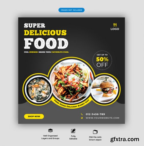 Food menu and restaurant social media banner template vol.4