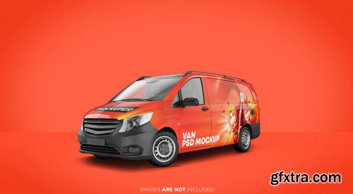 Realistic panel van psd mockup