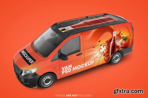 Realistic panel van psd mockup