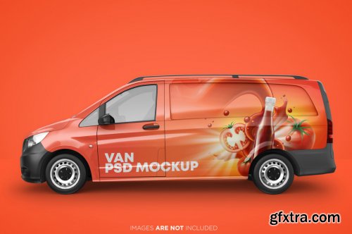 Realistic panel van psd mockup