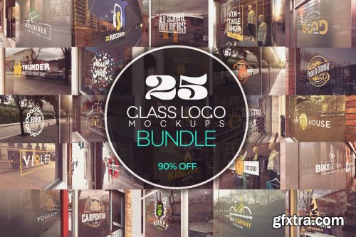 CreativeMarket - Glass Logo Mockups Bundle x25 4612723