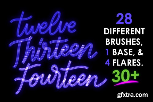 CreativeMarket - 30+ Procreate Neon Brushes 4613024