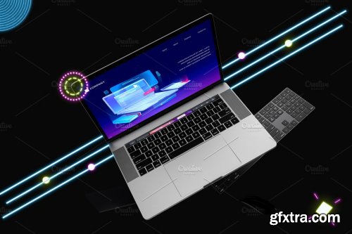 CreativeMarket - Neon Macbook Pro Mockup V.3 4591413