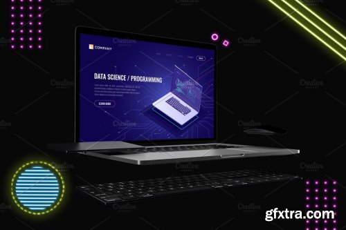 CreativeMarket - Neon Macbook Pro Mockup V.3 4591413