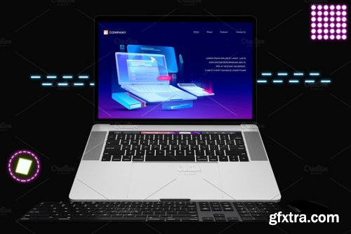 CreativeMarket - Neon Macbook Pro Mockup V.3 4591413