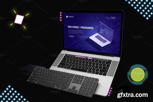 CreativeMarket - Neon Macbook Pro Mockup V.3 4591413