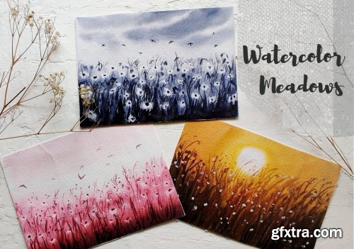  Watercolour Meadows | Learn to paint 3 simple Meadows in watercolors