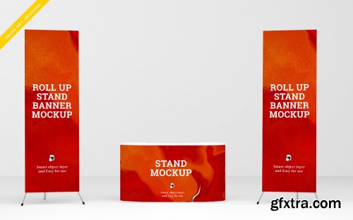 Roll up banner and stand banner mockup