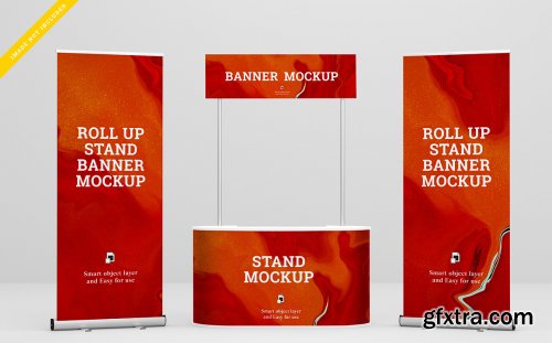 Roll up banner and stand banner mockup